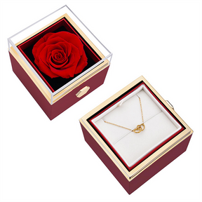 Eternal Rose Box with Engraved Necklace