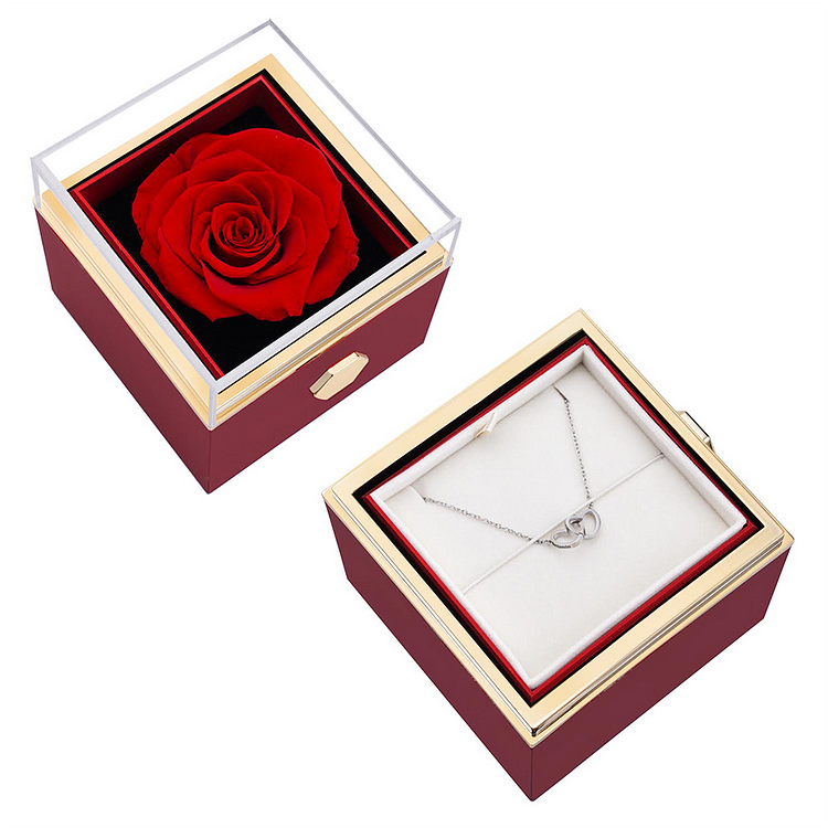 Eternal Rose Box with Engraved Necklace