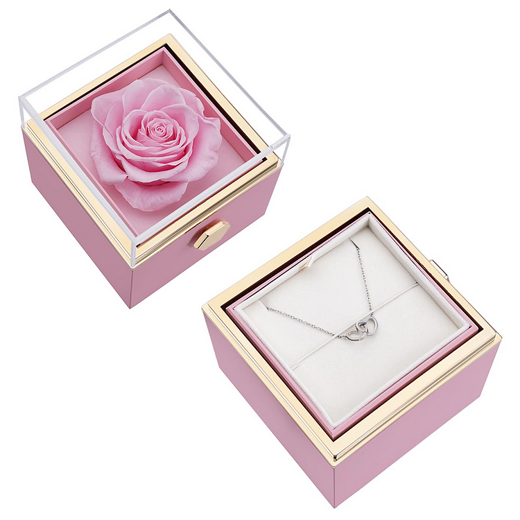 Eternal Rose Box with Engraved Necklace