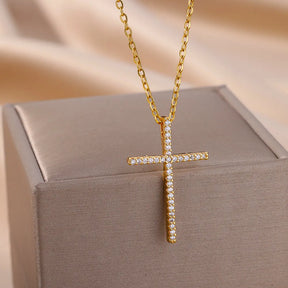 Zircon Cross Pendant Necklace