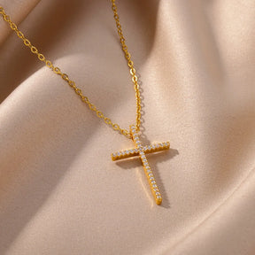 Zircon Cross Pendant Necklace