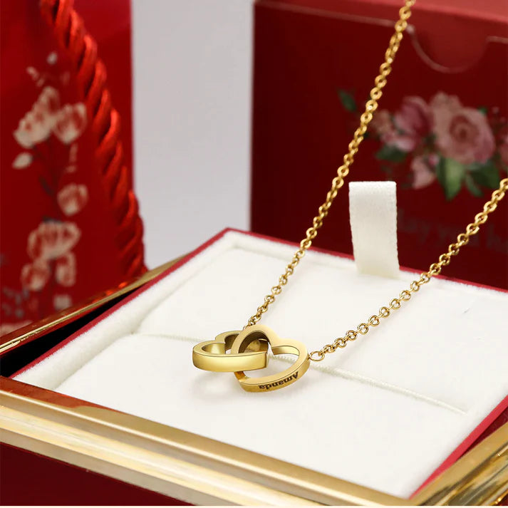 Eternal Rose Box with Engraved Necklace