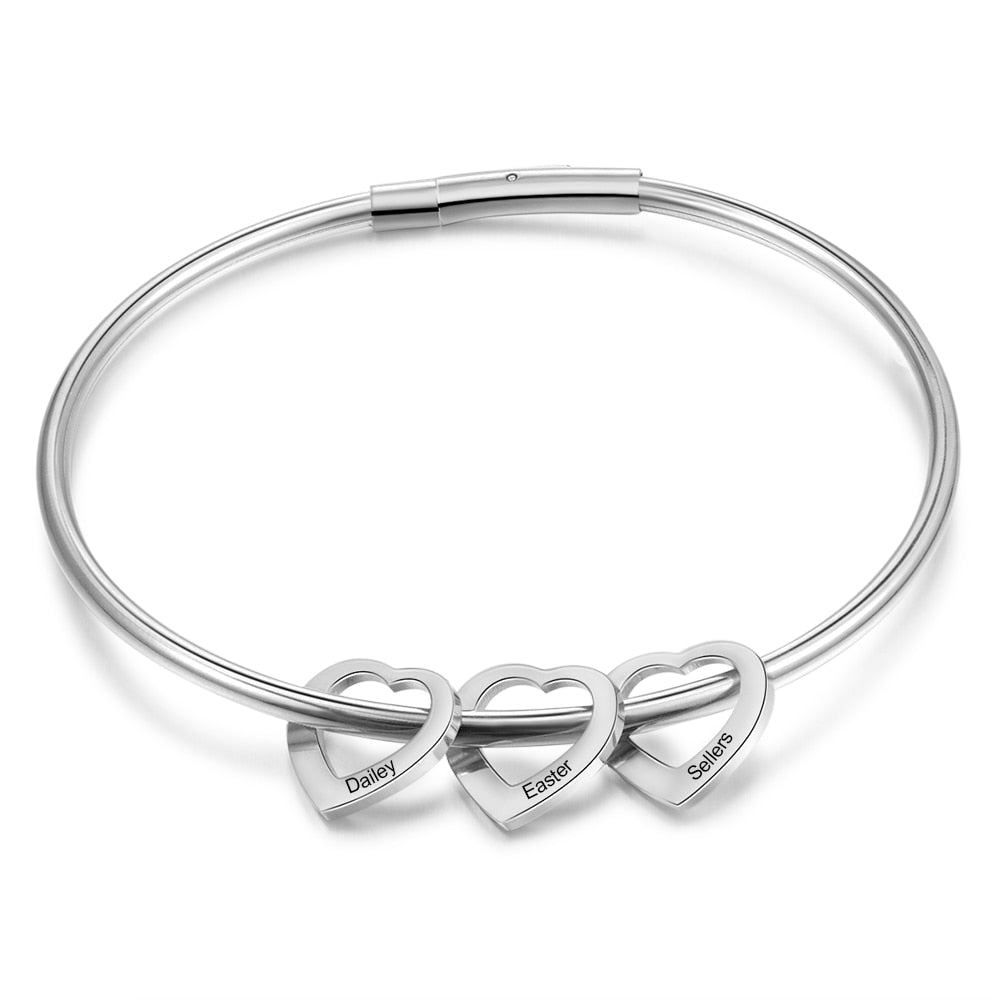 Personalized Family Heart Bracelet